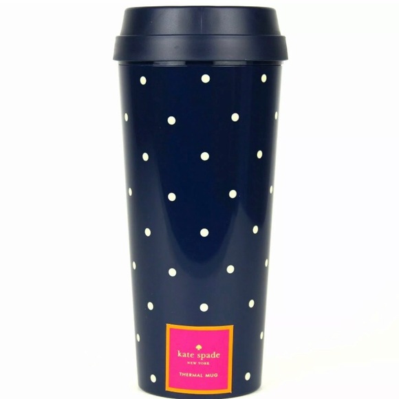 kate spade Other - KATE SPADE ♠️ NAVY LARABEE DOT THERMAL MUG 16 oz.